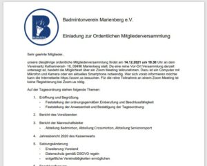 Mitgliederversammlung 14.12.2021